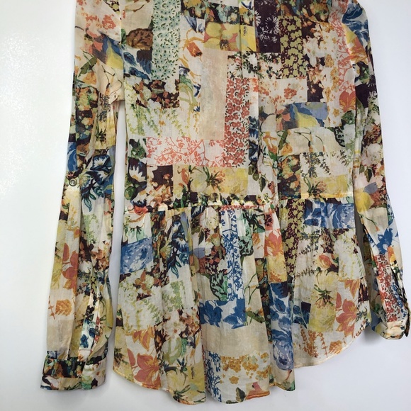 Anthropologie Maeve Floral Abella Pintuck SZ 0 - Picture 12 of 15